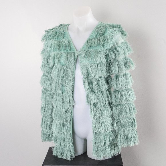 🌟 Host Pick🌟🌟 Green fringe cardigan - XS - Picture 1 of 6